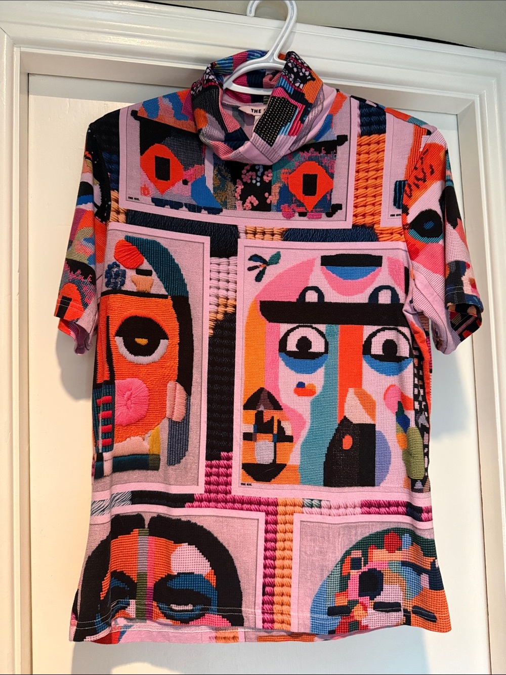 The Ragged Priest Pink Multicolor Turtleneck Graphic Top